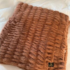 Minky Couture Plush Textured Blanket in camel/carmel